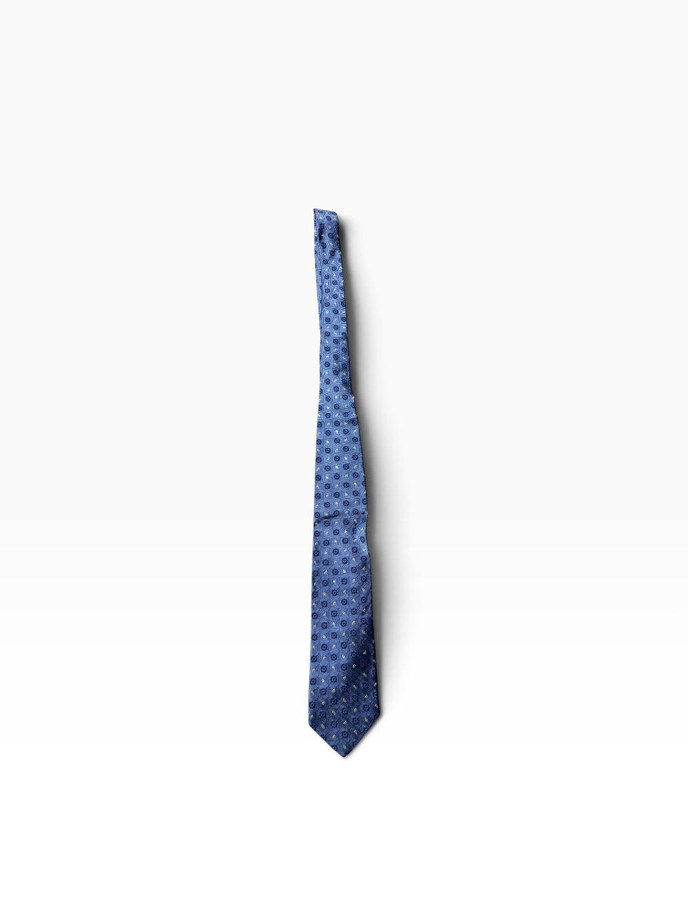 Brooks Brothers 346 Pure Silk Tie Blue Geometric Paisley Yellow Men’s Necktie